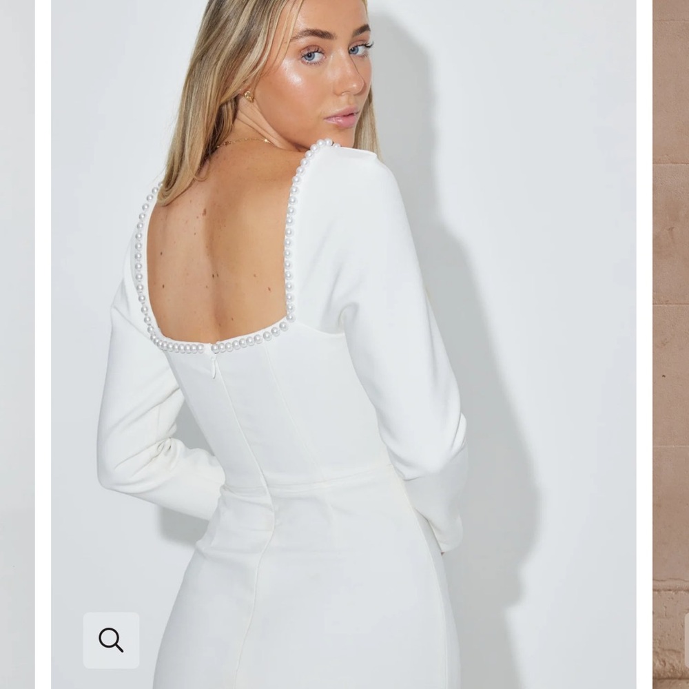 Pearl beaded midi white dress - worn once